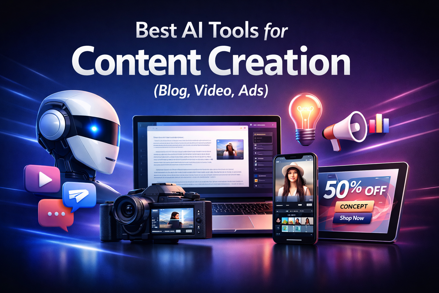 Best AI Tools for Content Creation (Blog, Video, Ads)